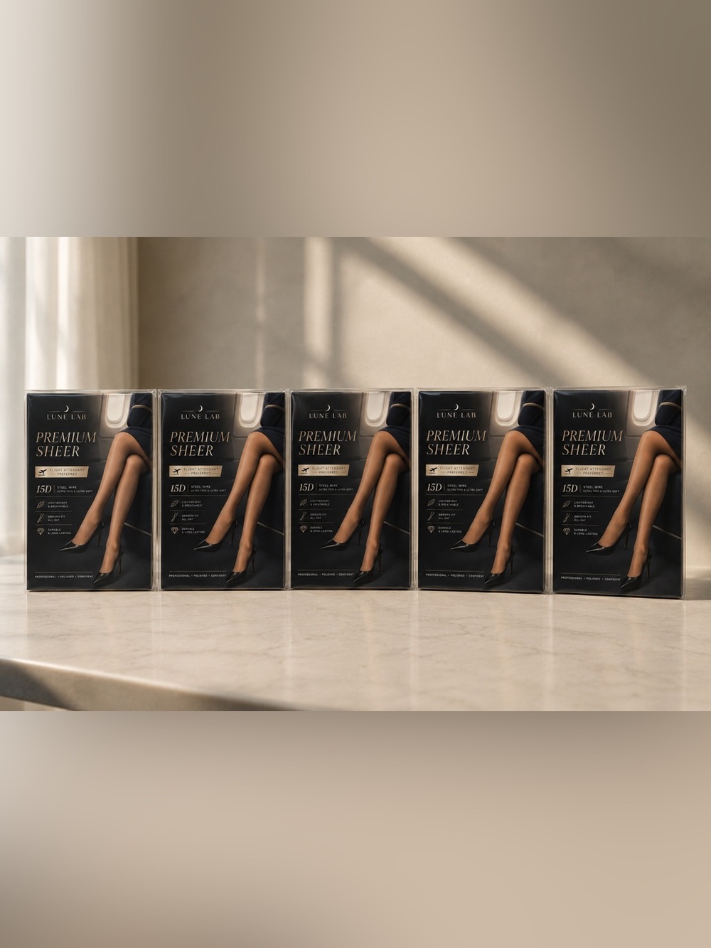 Lune Lab Premium Sheer 15D Tights (Package of 5 pairs)